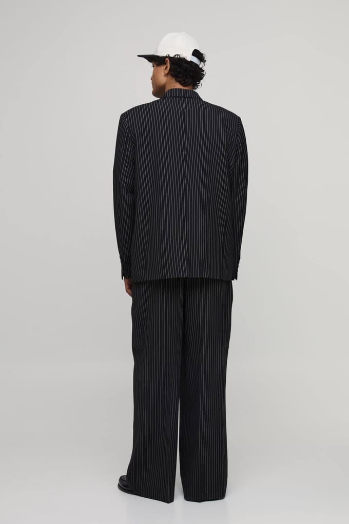 Krijtstreep Oversized Blazer | Black | Size 34