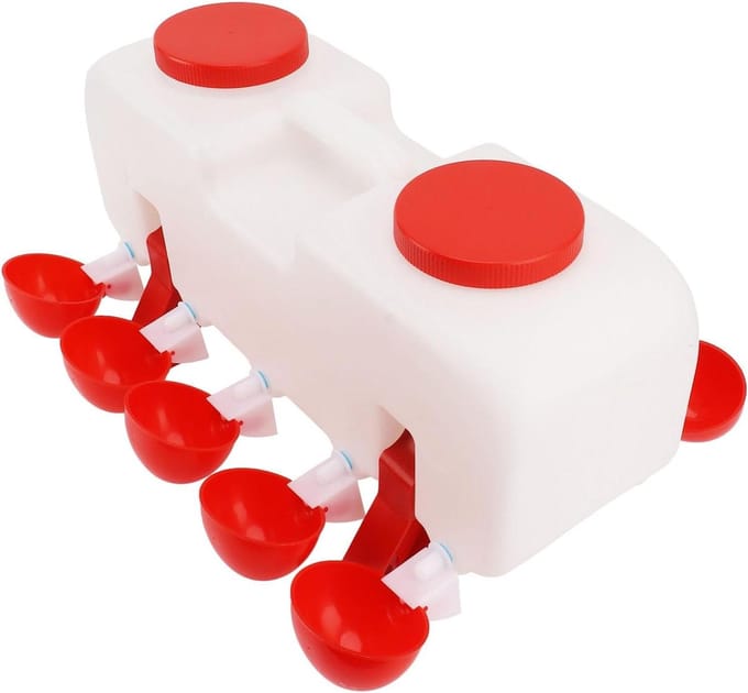 Kip Waterbak - Gevogelte drinker - Automatisch voeren - Semi-automatisch systeem - 10L capaciteit - Wit
