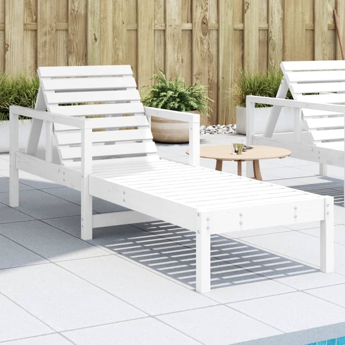 vidaXL - Ligstoel - 199,5x62x55 - cm - massief - grenenhout - wit