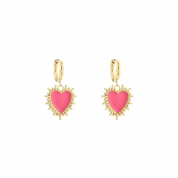 Bijoutheek Oorhangers Sprankelend Hart Fuchsia