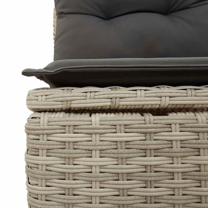 vidaXL - 7-delige - Loungeset - met - kussens - poly - rattan - lichtgrijs