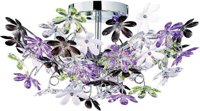 REALITY FLOWER - Plafondlamp - Chroom - excl. 4x E14 4 W - Patroon bescherming