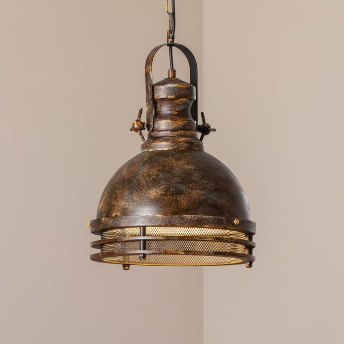 Opviq Hanglamp Saglam, 1-lamp, oud messing, Ø 30 cm, metaal