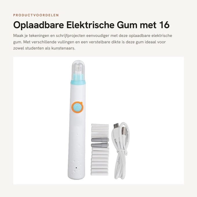 Dailygoods - Oplaadbare Elektrische Gum met 16 Vullingen voor Creatieve Projecten