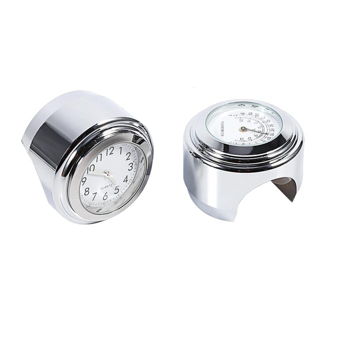78  1  Motorfiets Stuurbevestiging Horloge Wijzerplaat Klok & Thermometer Temp Wit white