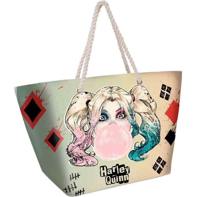 Karactermania - DC Comics - Harley Quinn Mad Love - Strandtas met Rits- Boodschappentas - Beige