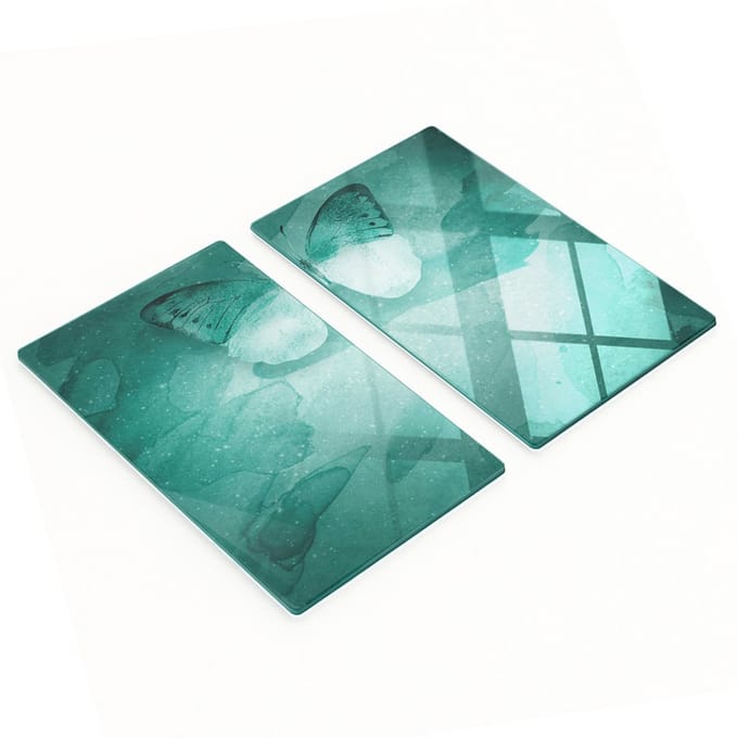 Set van snijplanken van gehard glas met vlinderafbeeldingen, 2x30x52 cm