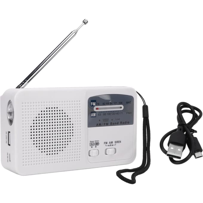 Noodradio met zonne-energie, handaangedreven radio, multiband AM FM met LED-licht voor buiten kamperen