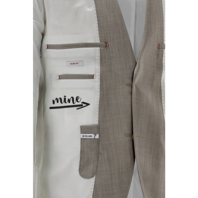 slim fit 2-knoops colbert van mix van scheerwol en elastaan