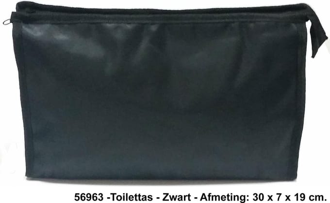 Rojafit - Luxe Toilettas - Glanzend Zwart - Groot -afmeting 30 x 7 x 19 cm.