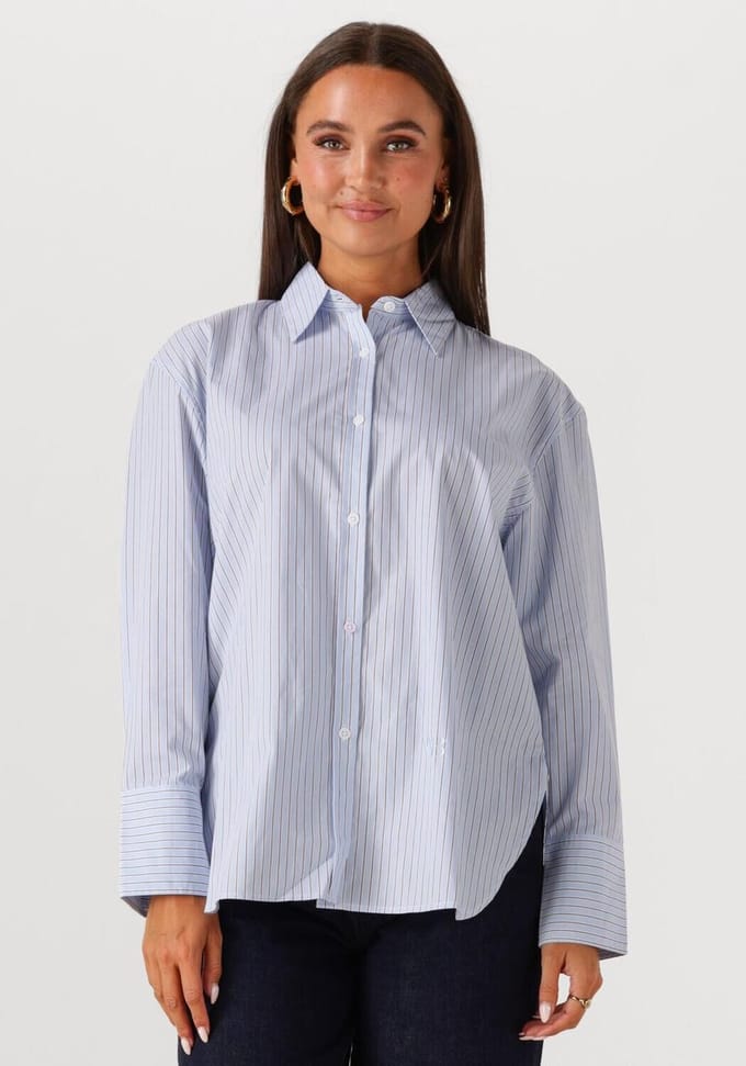 WITHBLACK Wblnoa Ls Striped Shirt Dames - Jurken - Lichtblauw - Maat S