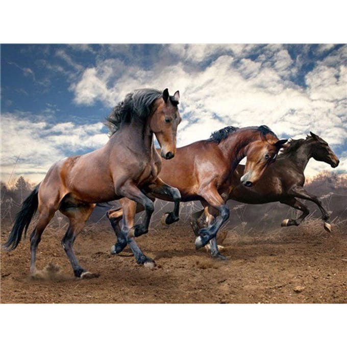 Peinture diamant 5D cheval, point de croix, broderie diamant 20X30CM gray