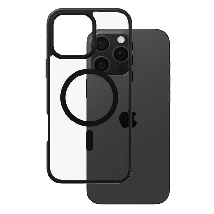 CARE by PanzerGlass Flagship Case - Transparant Urban Combat w. - Zwart Frame & MagSafe iPhone 16 Pro Max