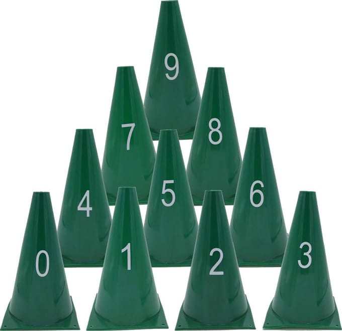 Genummerde Pionnen 0-9 set 10 stuks GROEN