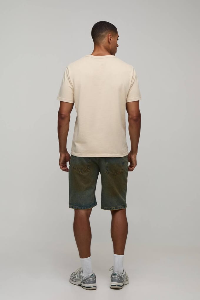 Relaxed Getinte Denim Shorts | Green | Size 42