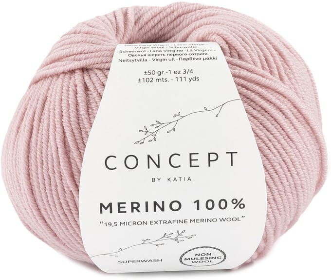 Katia Concept Merino 100% - 62 licht oudroze - Wol Garen