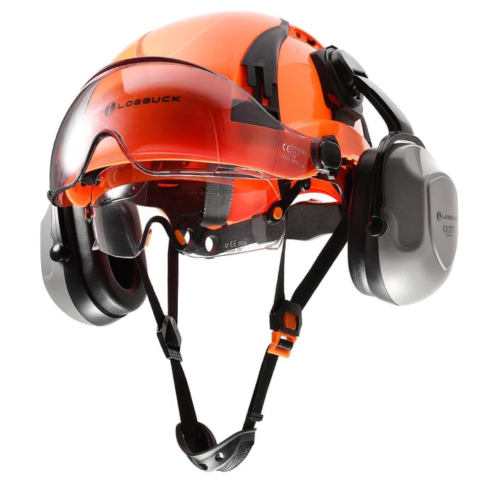 Casque de sécurité de style LOEBUCK avec double pare-soleil et casque de protection auditive 30DB black