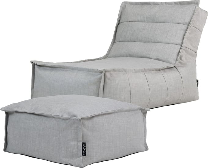 icon - Dolce Lounge Zitzak met Poef - Ligstoel - Binnen - Buiten - Grijs