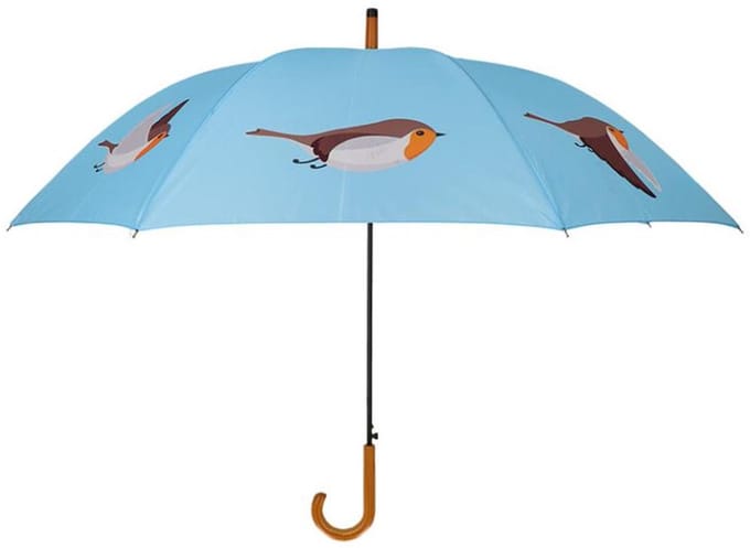 Esschert Design paraplu roodborst blauw - stijlvolle regenbescherming.