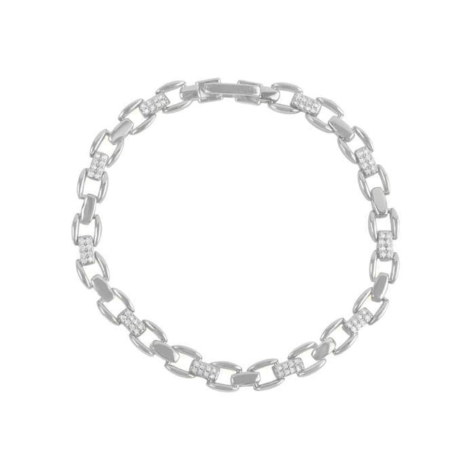 Armband - LUXENTER - Yaris - Schitterende Zirkonia - Rhodium afwerking - Lengte 18 cm white