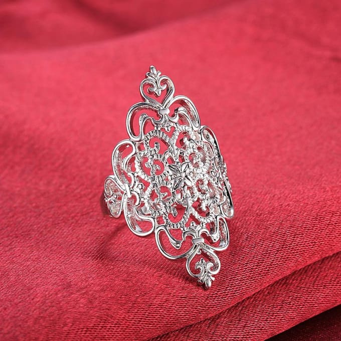 Kleur Zilver Mooie Ring Mooi Mode Bruiloft Feest Mooi Dames Retro Dames Ring Sieraden Klassiek Cadeau 9 red