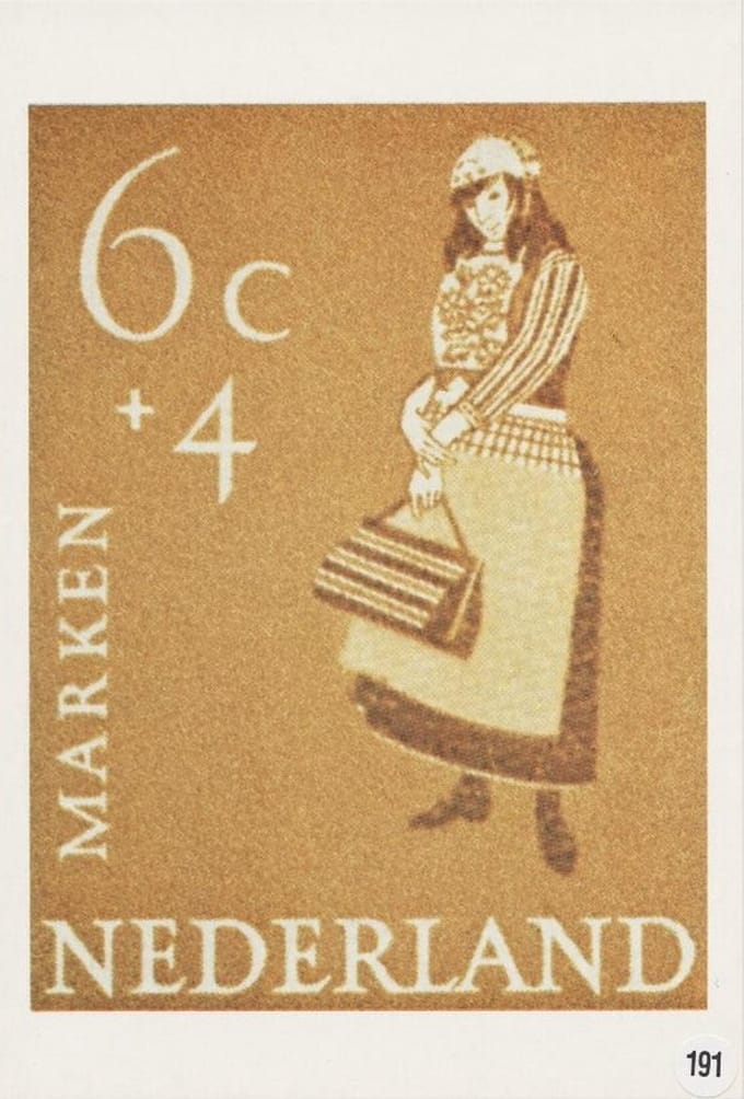 Briefkaart met afbeelding Klederdracht van Marken postzegel