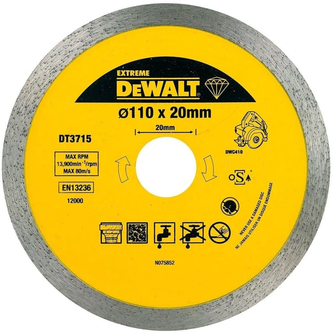 DeWalt Extreme Serie - Diamantschijf - 110mm - Voor DeWalt DWC410 - Gres en Graniet
