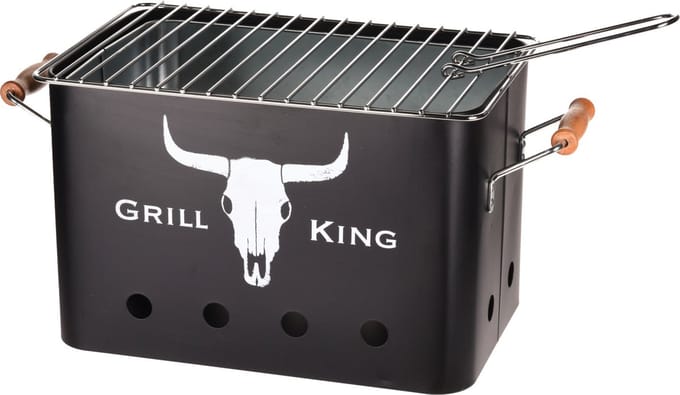 Grill King Houtskoolbarbecue Rechthoek - Mat Zwart - 32x20x20 cm