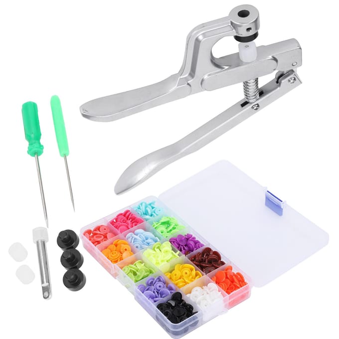 Kit de boutons-pression Machine à perforer les boutons à coudre Ensemble d'outils de pinces à presser à la main white
