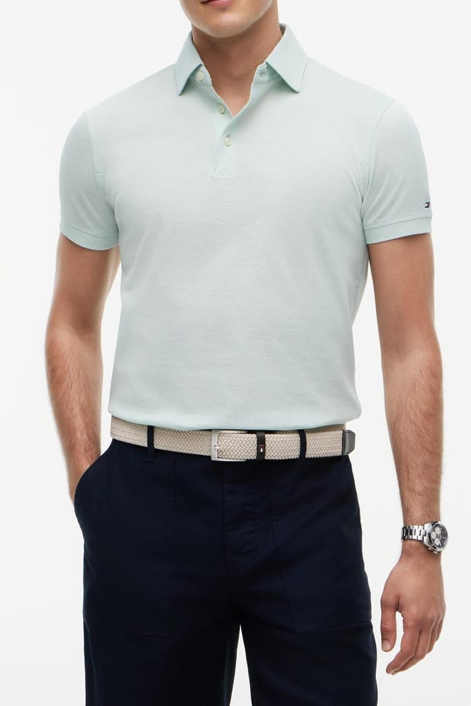 Tommy Hilfiger Dc Wide Spread Collar Polo Crushed Mint/white Größe: M | Poloshirts Outlet | Herren | Cyan