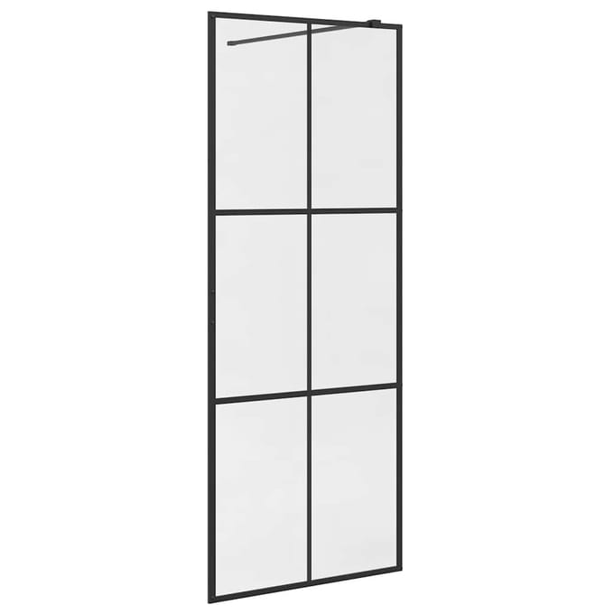 vidaXL - Inloopdouchewand - 80x195 - cm - ESG-glas - transparant - en - zwart