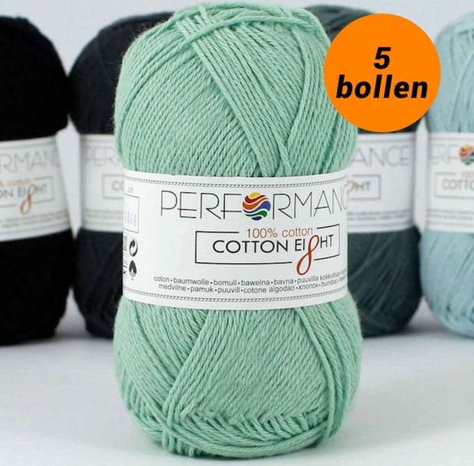 Cotton eight haakkatoen mint groen (1210) - 5 bollen van 1 kleur