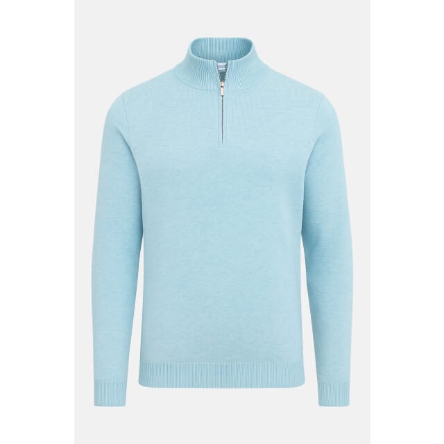 Vercate - Luxe Half Zip / Quarter Zip Pullover - Lichtblauw / Blauw - Regular Fit - Knit / Knitted Heren Sweater / Trui - Maat S