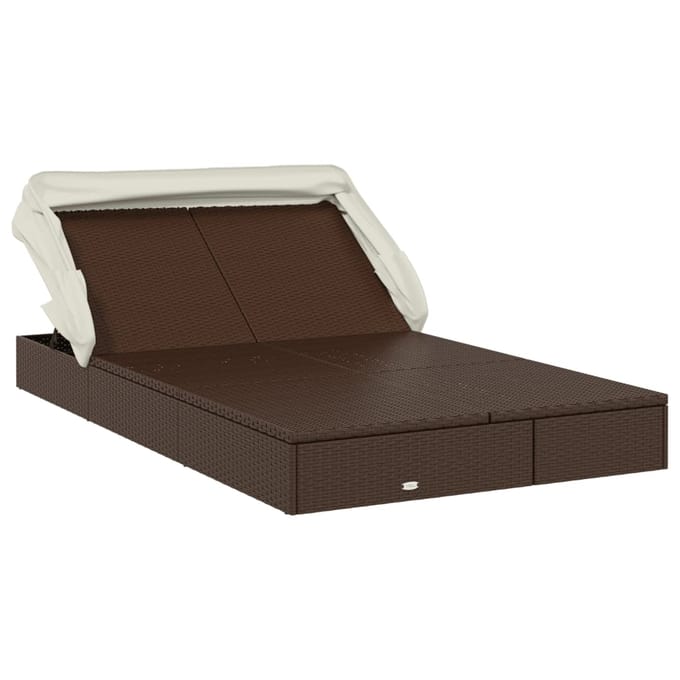vidaXL - Ligbed - 2-persoons - met - dak - 213x118x97 - cm - poly - rattan - bruin