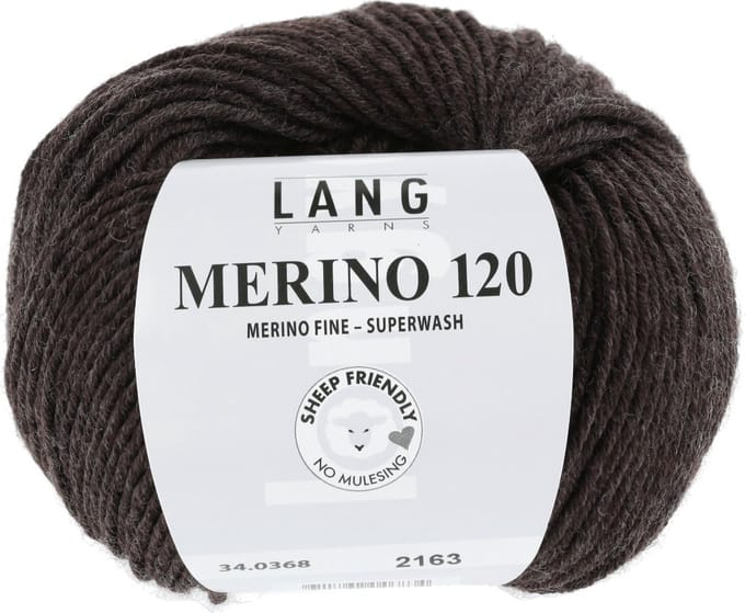 Lang Yarns Merino 120 - 368 donkerbruin mix - Merinowol Garen