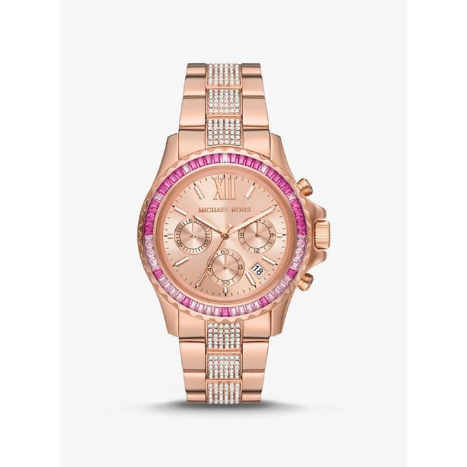 Michael Kors Oversized Everest Pavé Rosé Goudkleurig Horloge MK7211 rosé gouden kleur