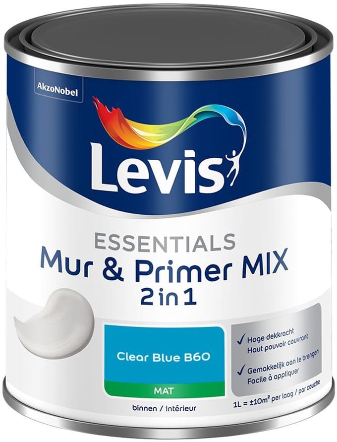 Levis - Essentials Mur & Primer Mix - Clear Blue B60 - Mengverf - 1 L