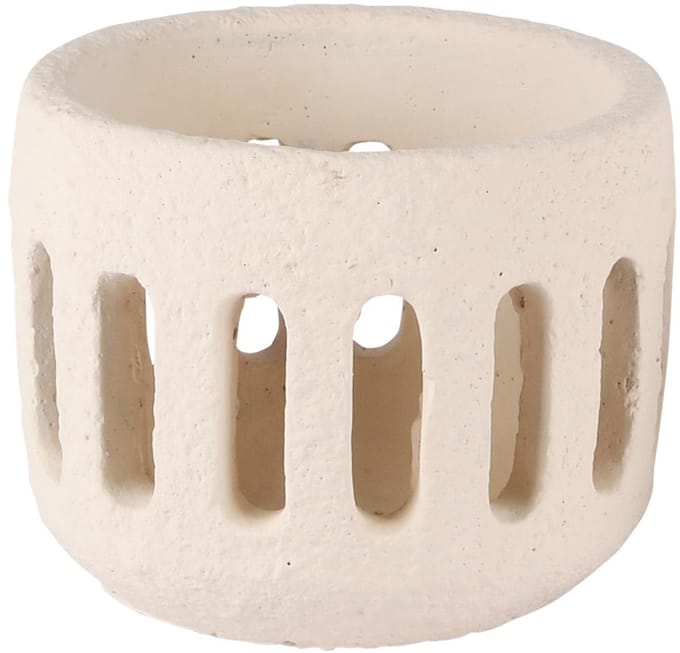 Dekoratief | Theelichthouder 'Concrete Stripes', wit, cement, 12x12x10cm | A250632