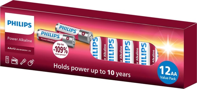 Philips Power alkaline AA 12 pk batterijen