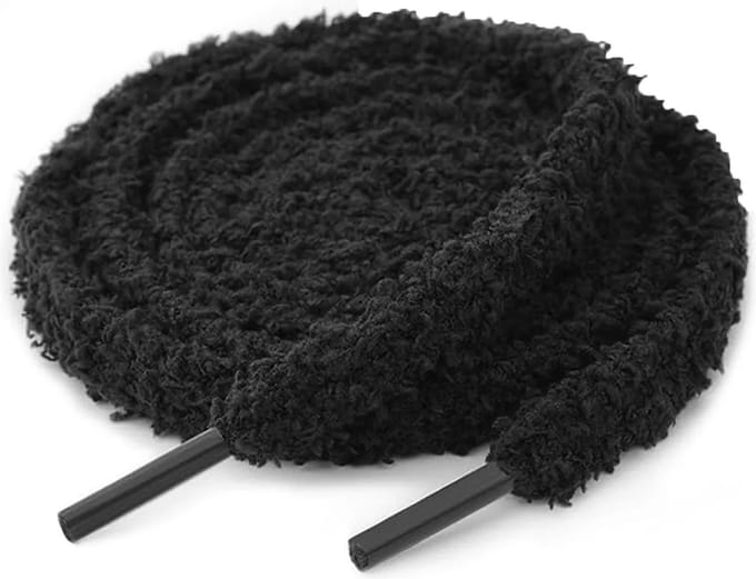 Hypedpair Fluffy Veters Dun | 120cm | Zwart | Black | Fluffy Laces | Pluche Veters