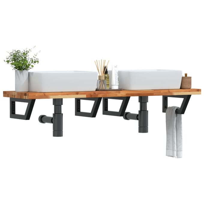 vidaXL - Badkamer - wandschap - staal - en - massief - acaciahout