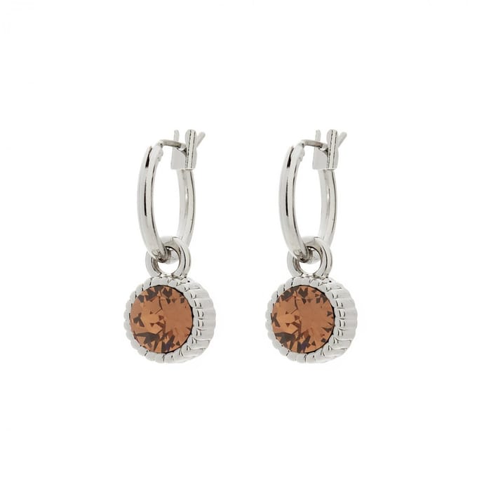 Biba Oorhangers Zilver met gekleurde steen Light Smoked Topaz