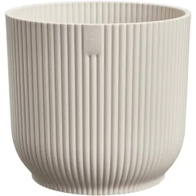 Elho Vibes Fold Rond Mini 7 - Bloempot voor Binnen - 100% Gerecycled Plastic - Ø 7.0 x H 6.5 cm - Linen white