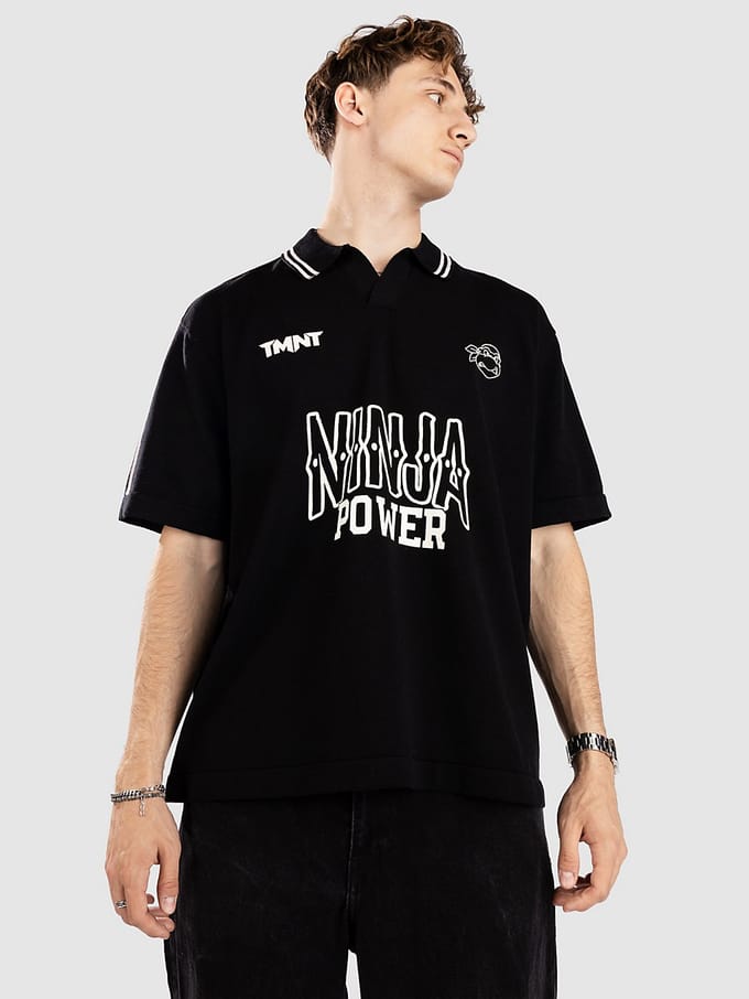 Redefined Rebel CCTurtles Knit Boxy Fit Polo zwart