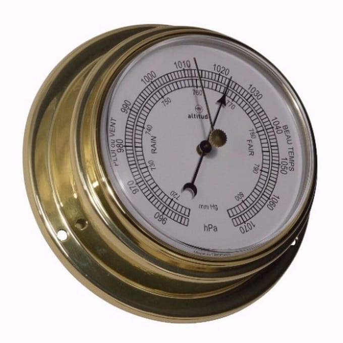 Altitude Barometer - Messing - Engels - Front Loaded - Ø125 mm