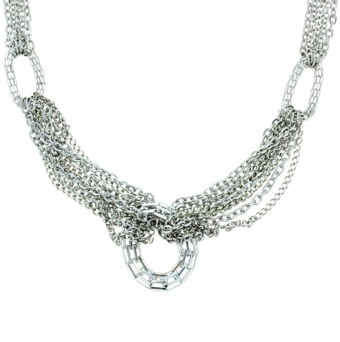 Behave - Zilverkleurige ketting met ronde ringen - 48 cm
