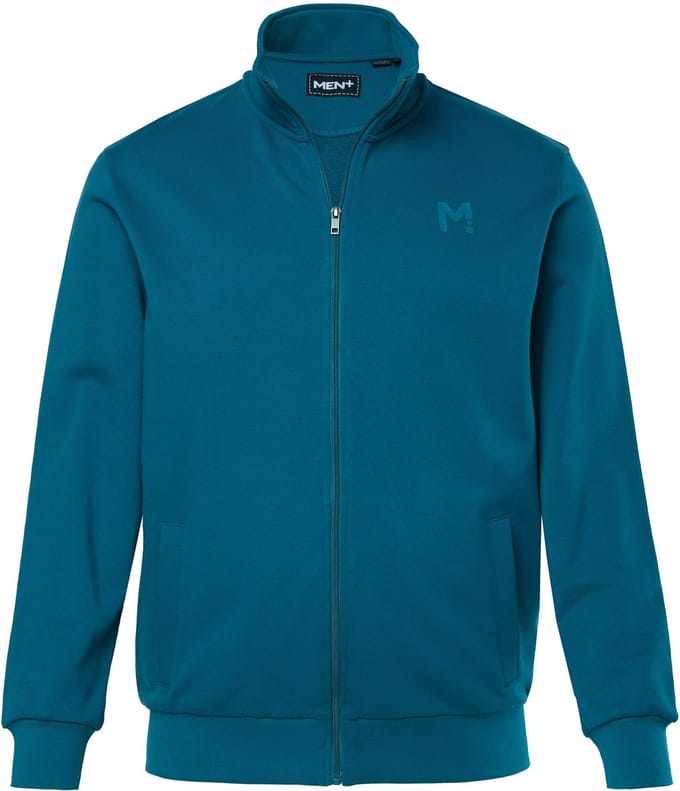 Men Plus - Heren - Sweatvest basic opstaande kraag - Lagunes groen - Maat L