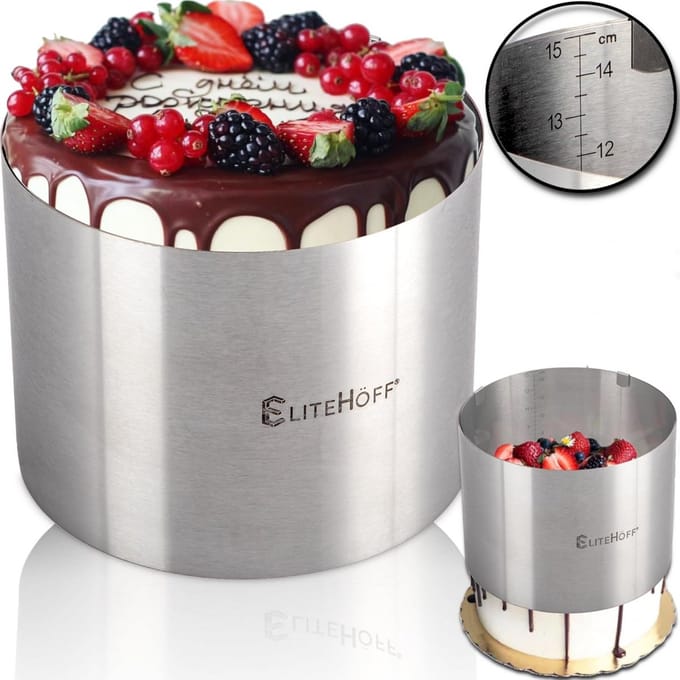 Verstelbare Taartring RVS Hoog (15/20cm) - Bakvorm met Verstelbare Diameter 16-30 cm
