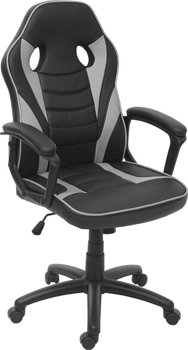 Bureaustoel MCW-F59, bureaustoel bureaustoel gamestoel, kunstleer ~ zwart/grijs