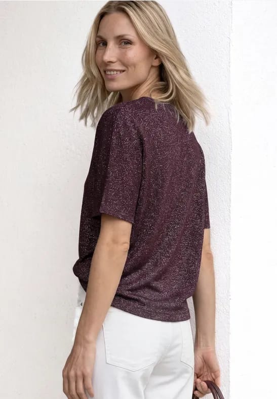 Shirt met overhangende schouders en glitterdetails